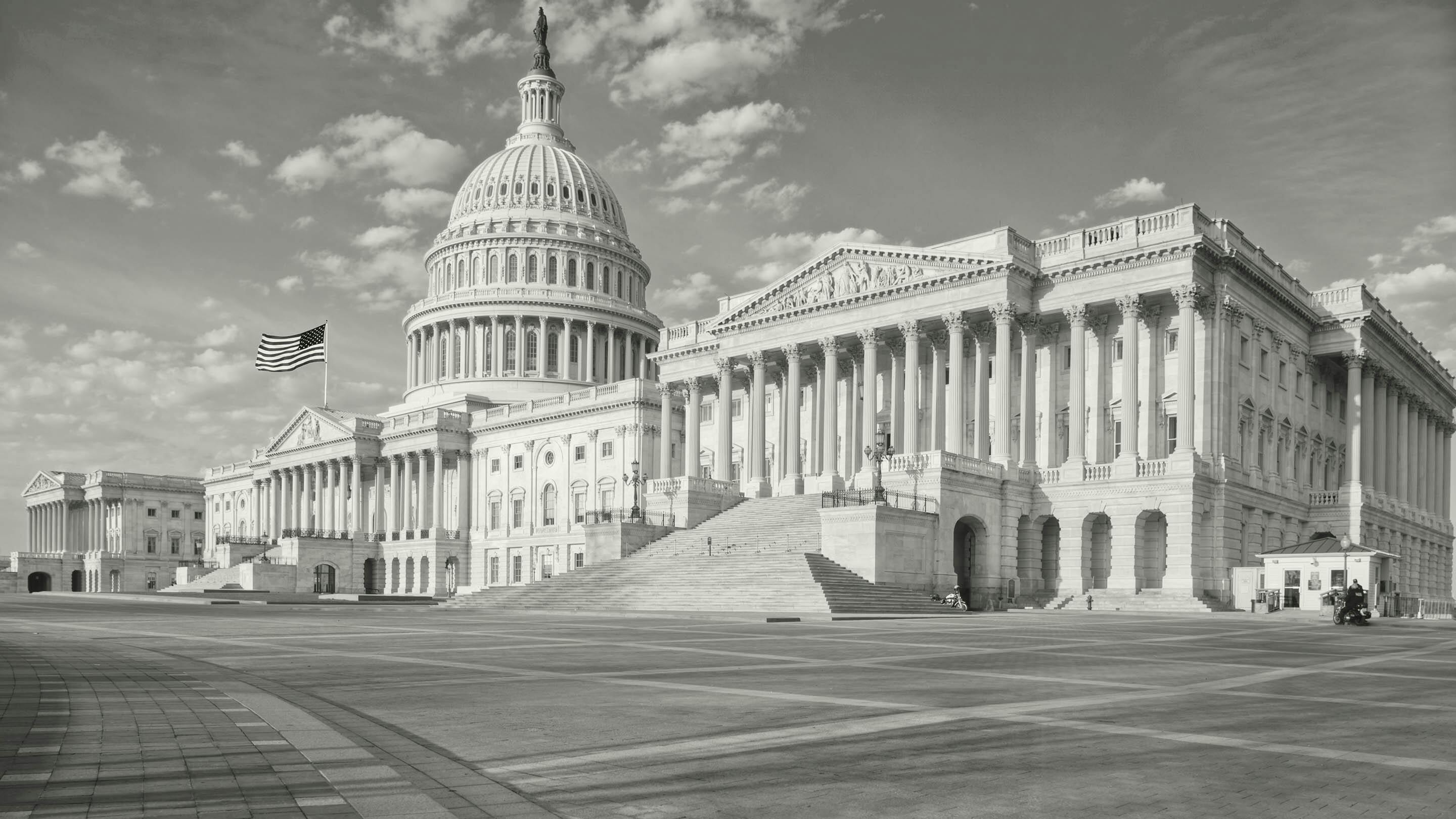Stylized photo of front of the US capitol building
